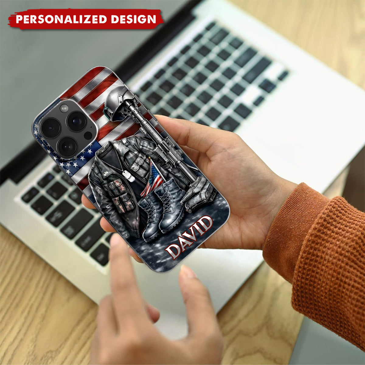 Custom Name Military Phone Case – Memorial Gift for Veterans & Families