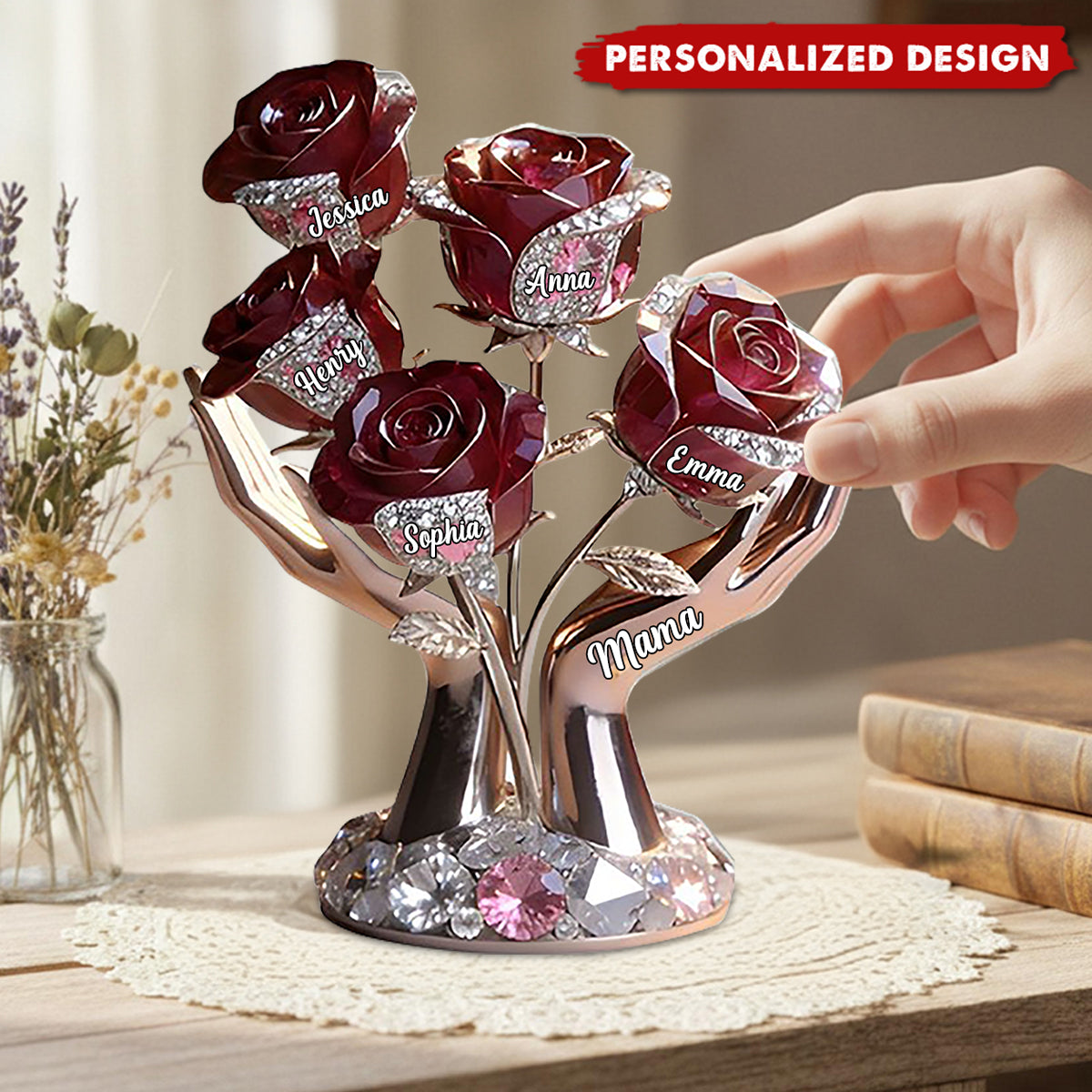 Personalized Custom Rose Tree Shaped Acrylic Plaque -Gift for Mama,Grandma