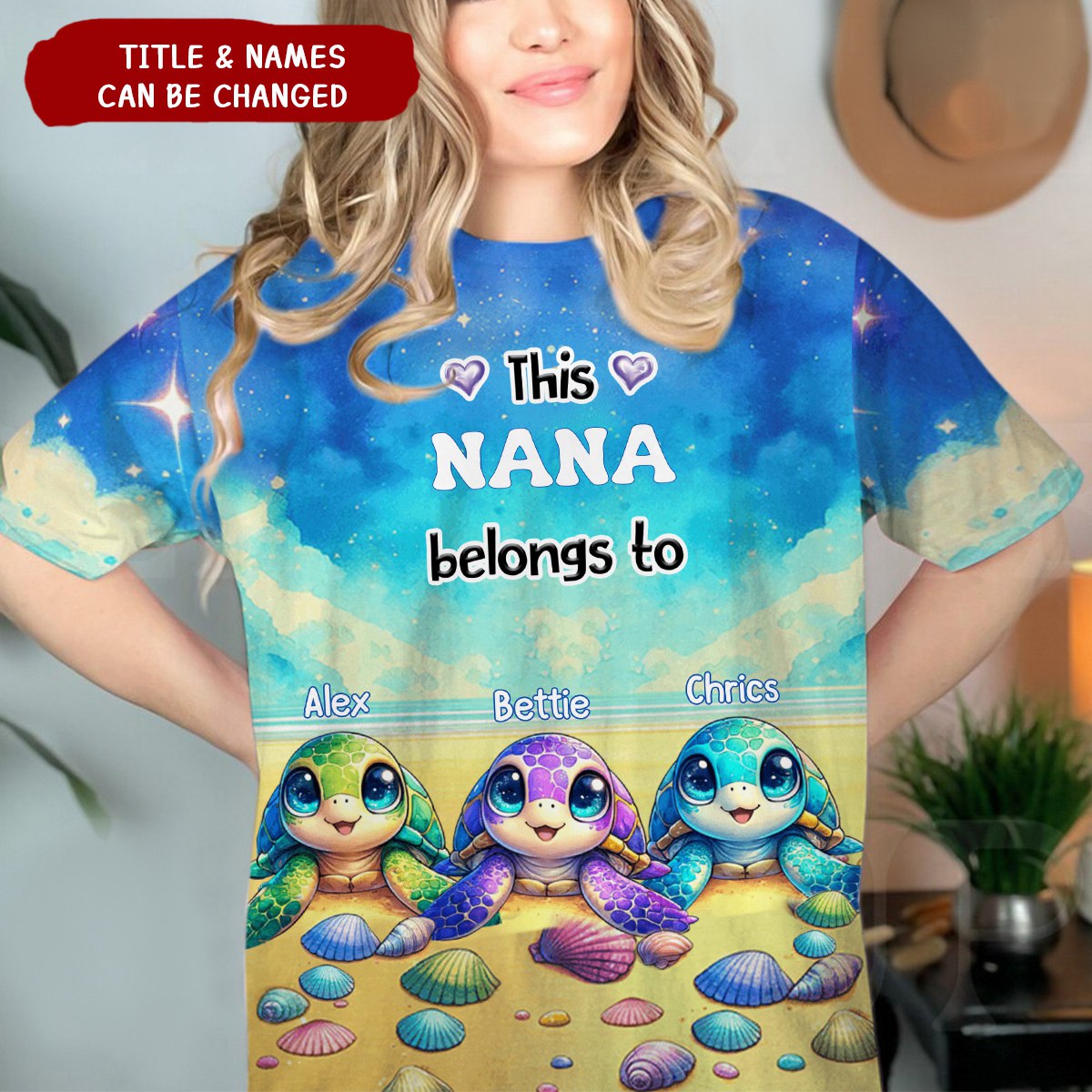 Personalized Cute Little Turtle Grandkids 3D T-shirt-Gift for Grandmas