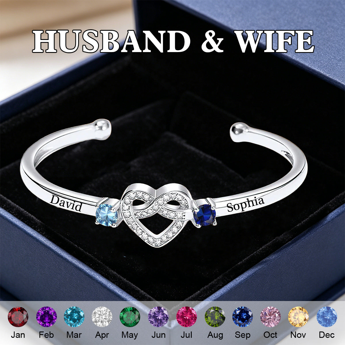 Together Forever -Personalized Couple Birthstone Bracelet