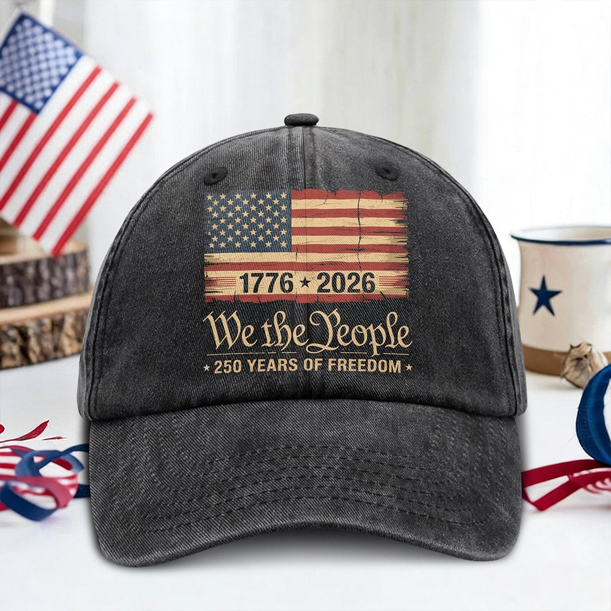 America 250th Birthday US Flag 250 Years We The People Baseball Cap