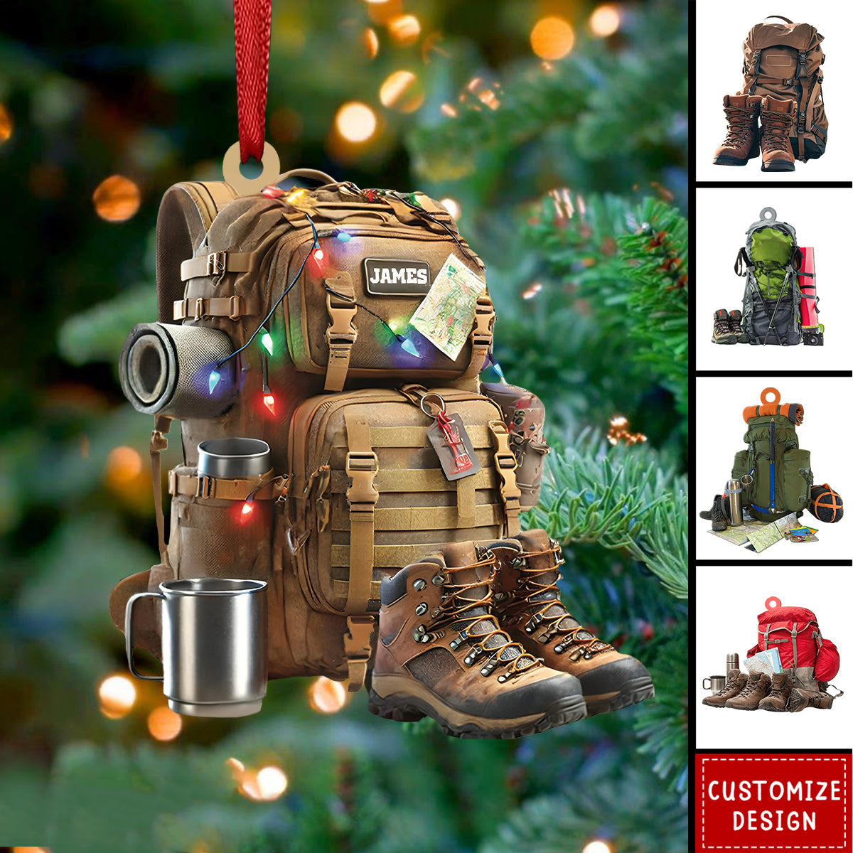 New Release Personalized Hiking Acrylic Ornament, Hiking Lovers Christmas Ornament,Camping Lover Gift