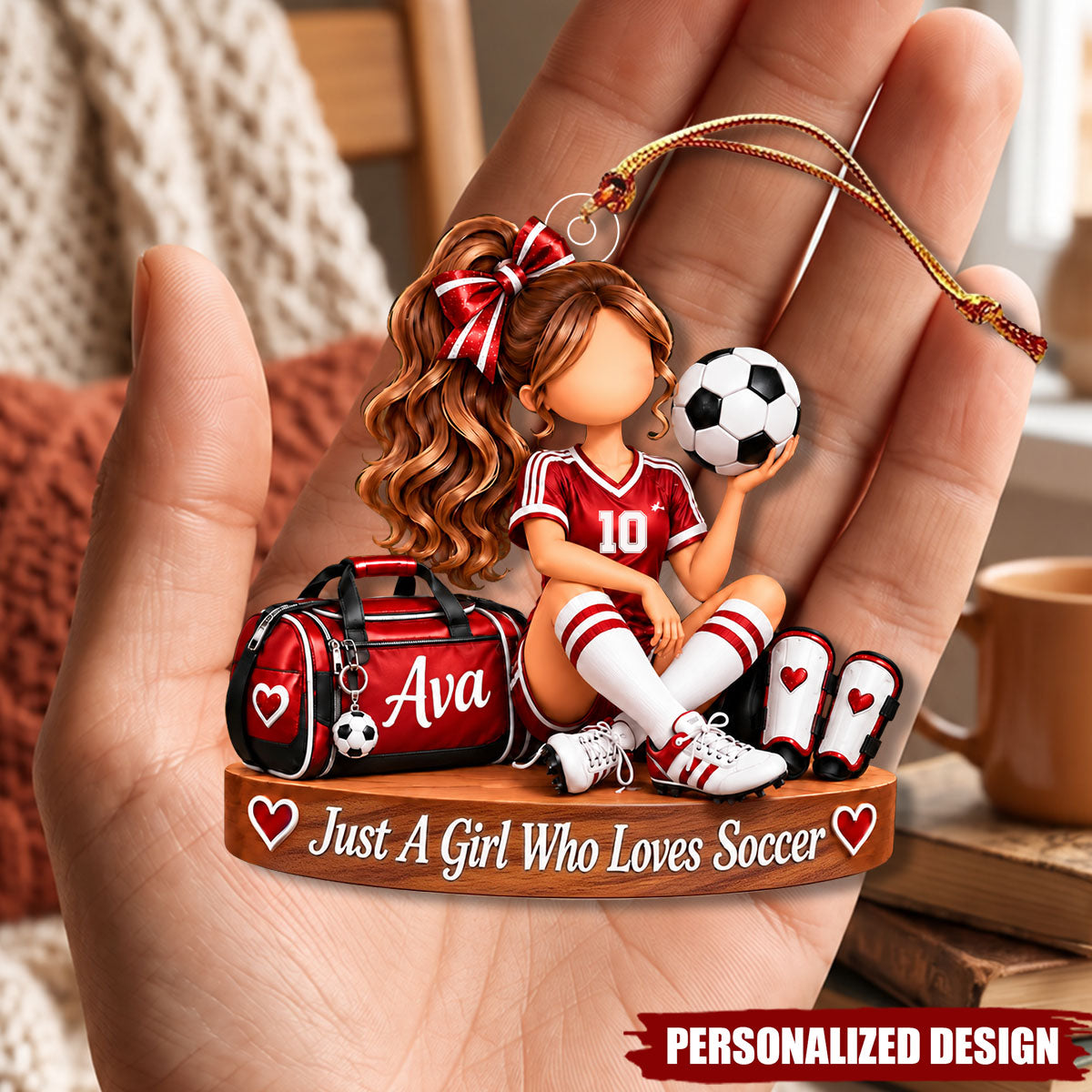 Soccer Girl Personalized Acrylic Christmas Ornament