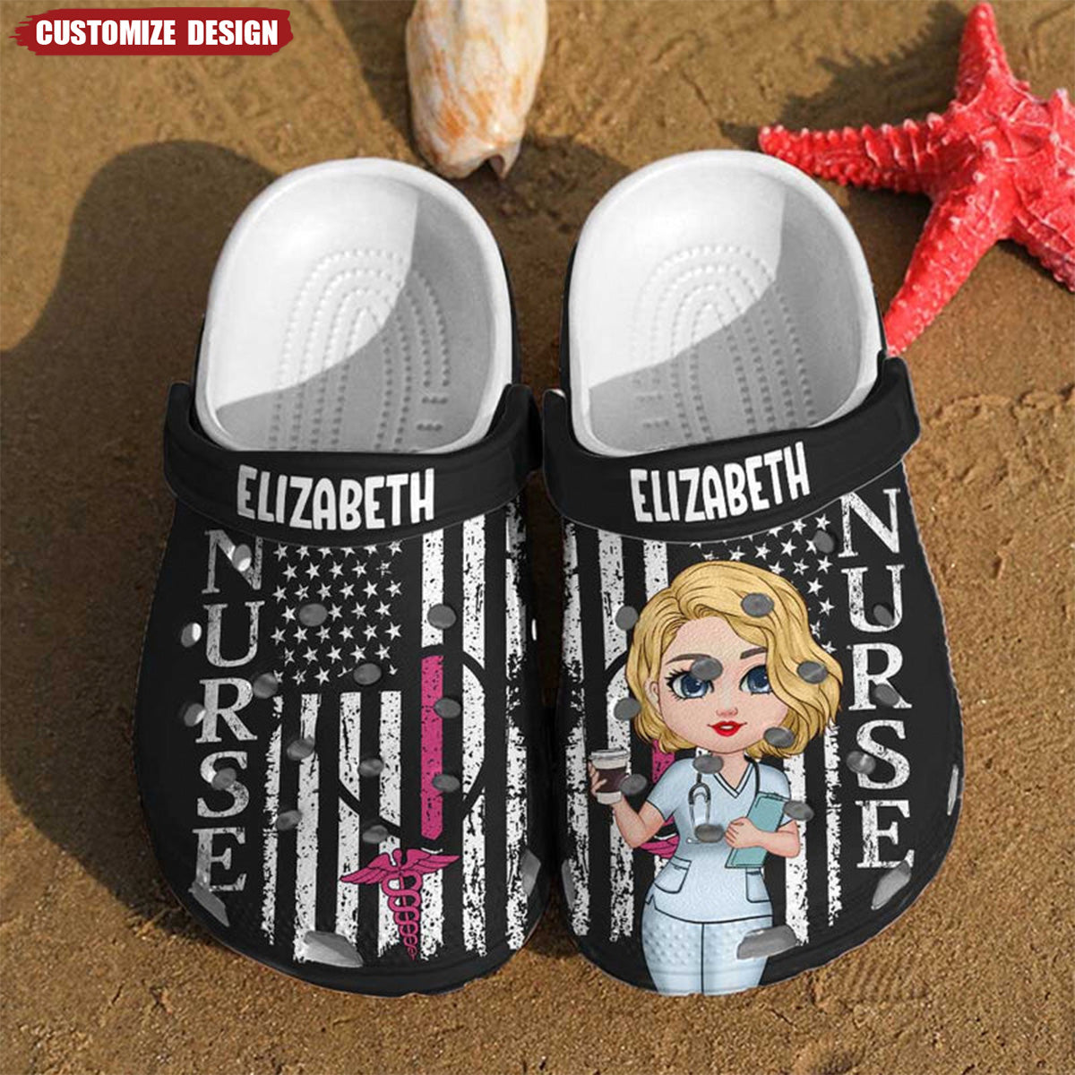 Love Pretty Doll Nurse Life Personalized Clog