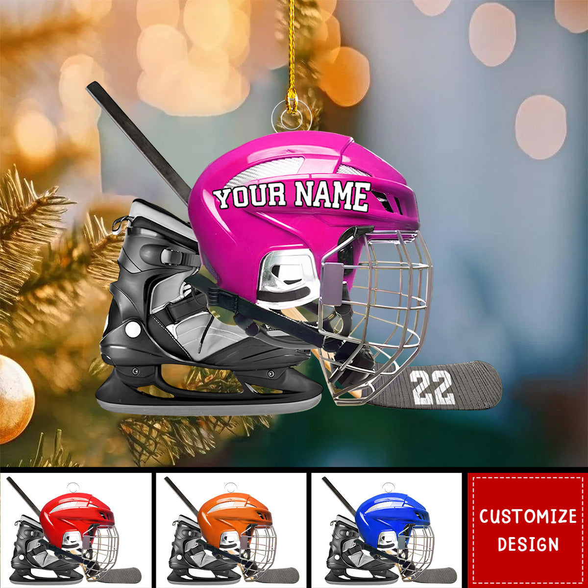 Personalized Hockey Helmet Christmas Ornament Gift For Hockey Lovers-2024 New Release