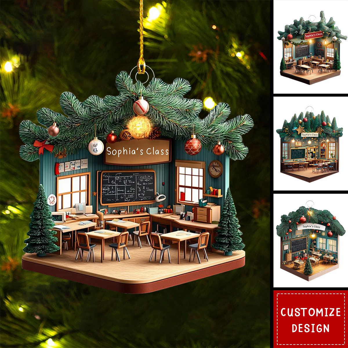 Personalized Teacher Classroom Christmas Ornament - Gift For Teacher