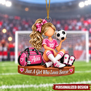 Soccer Girl Personalized Acrylic Christmas Ornament