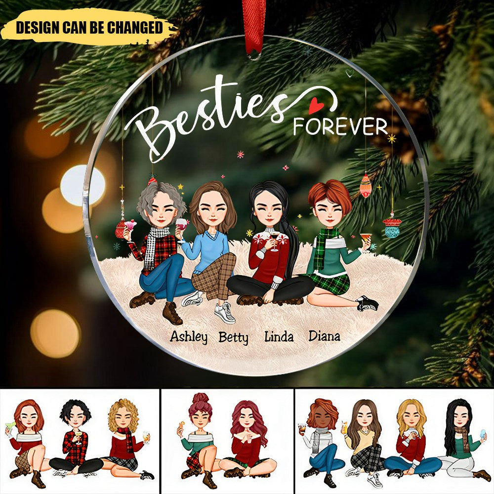 Besties - Besties Forever - Personalized Circle Ornament