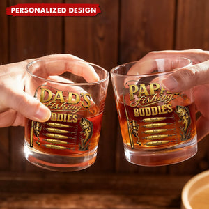 Personalized “ Fishing Buddies” Whiskey Glass - Custom Names Fishing Keepsake