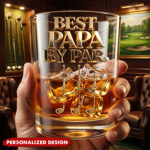 Personalized Best Dad By Par Golf Whiskey Glass - Father’s Day Golf Gift for Papa Grandpa