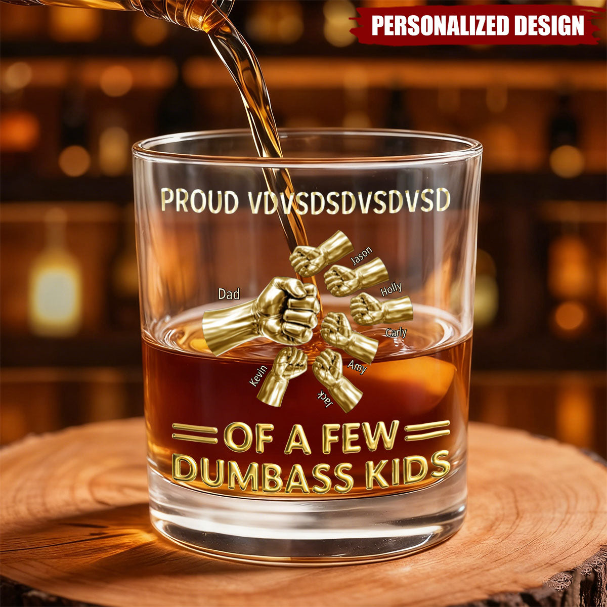 Personalized Fist Bump Family Whiskey Glass-Gift for father,grandpa