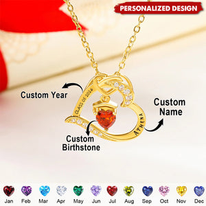 Personalized Graduation Heart Necklace – Custom Name Birthstone Gift for Graduate