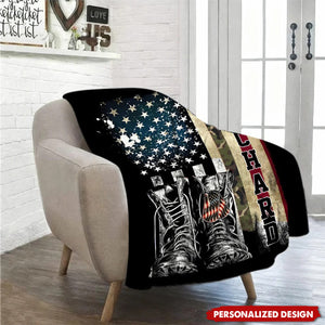 Personalized American Flag Combat Boots Blanket – Gift for Patriots
