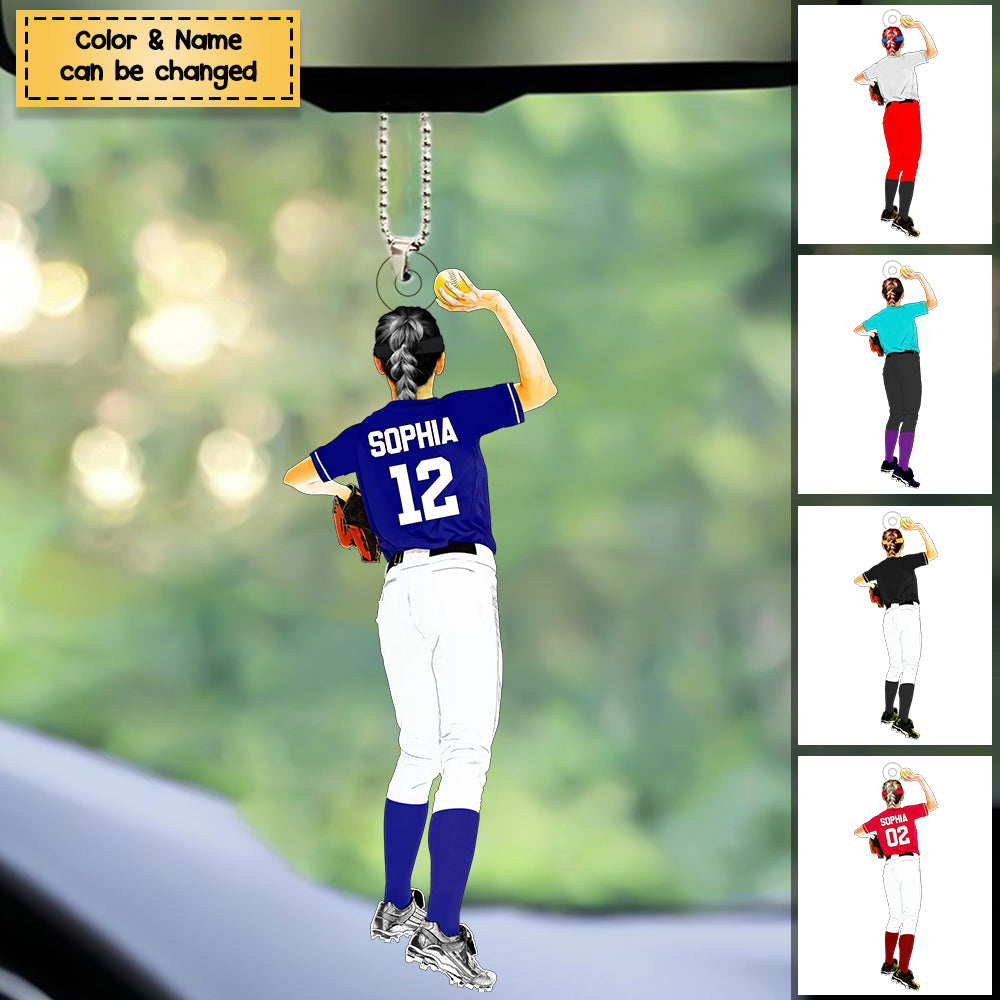 Personalized Softball Acrylic Ornament, Gift For Softball Players