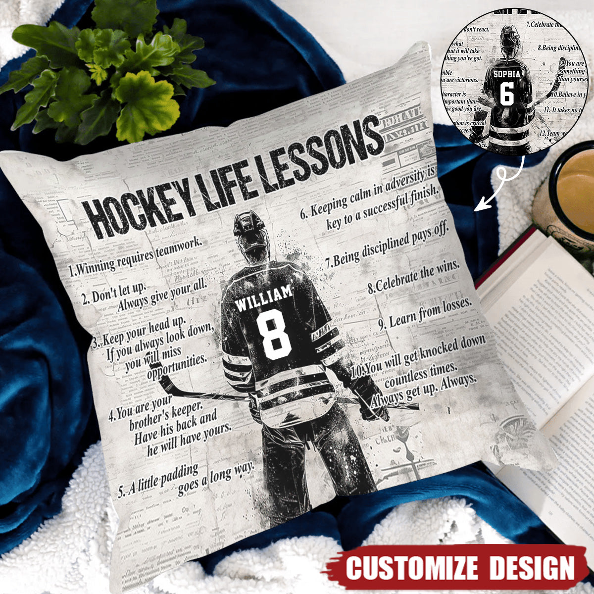Personalized Hockey Life Lessons Pillow-Gift For Hockey Football Lovers