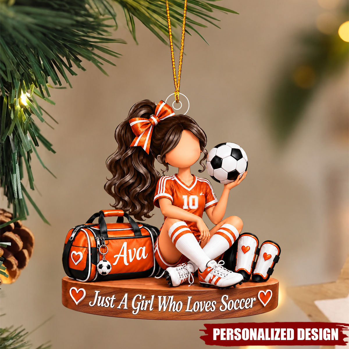 Soccer Girl Personalized Acrylic Christmas Ornament