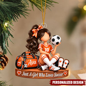 Soccer Girl Personalized Acrylic Christmas Ornament