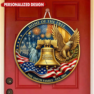 Personalized 250th America Anniversary Wooden Door Sign - Custom Family Gift