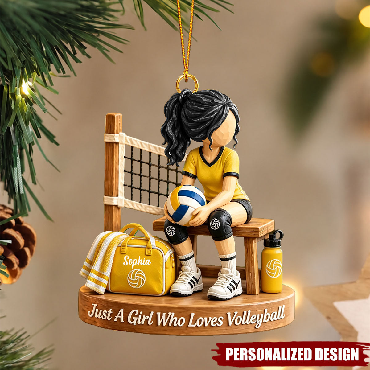 Personalized Volleyball Girl Christmas Ornament - Custom Name Acrylic Christmas Tree Decor