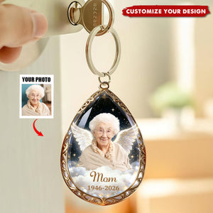 In Loving Memory-Personalized Photo Angel Wings Keychain
