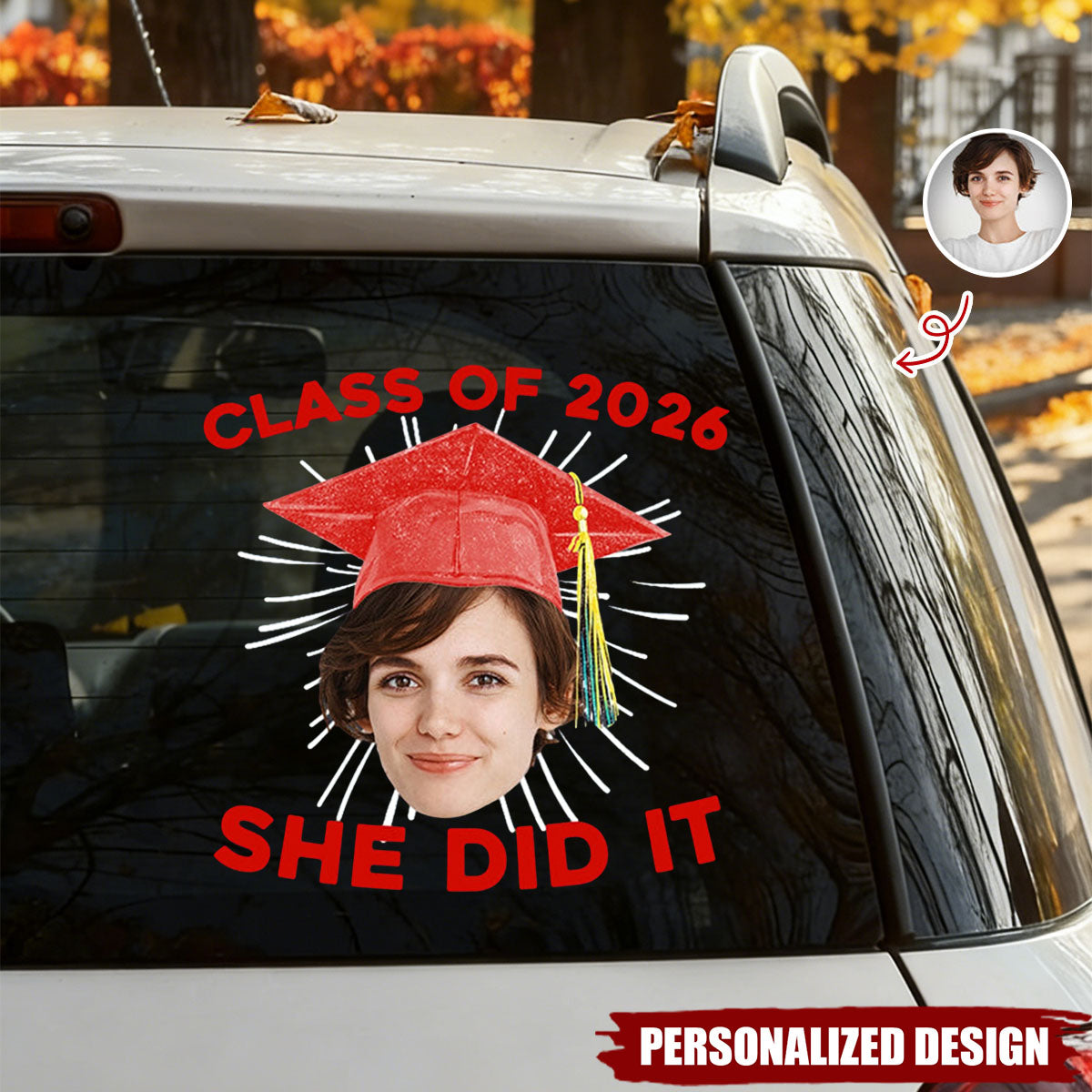 Personalized Funny Face Graduation Decal - 2026 Graduation Gift for Him/Her