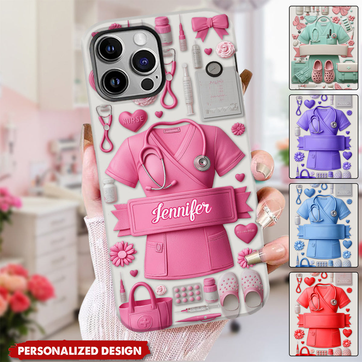 Personalized Nurse Uniform Phone Case – Custom Name Medical Worker Gift