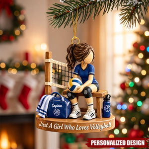 Personalized Volleyball Girl Christmas Ornament - Custom Name Acrylic Christmas Tree Decor