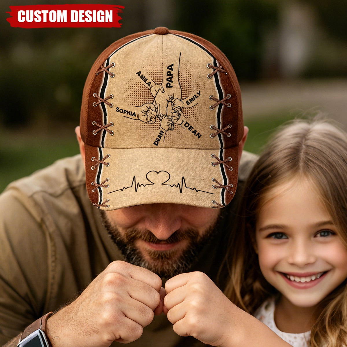 Grandpa Holding Hands Personalized Classic Cap