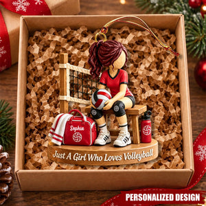 Personalized Volleyball Girl Christmas Ornament - Custom Name Acrylic Christmas Tree Decor