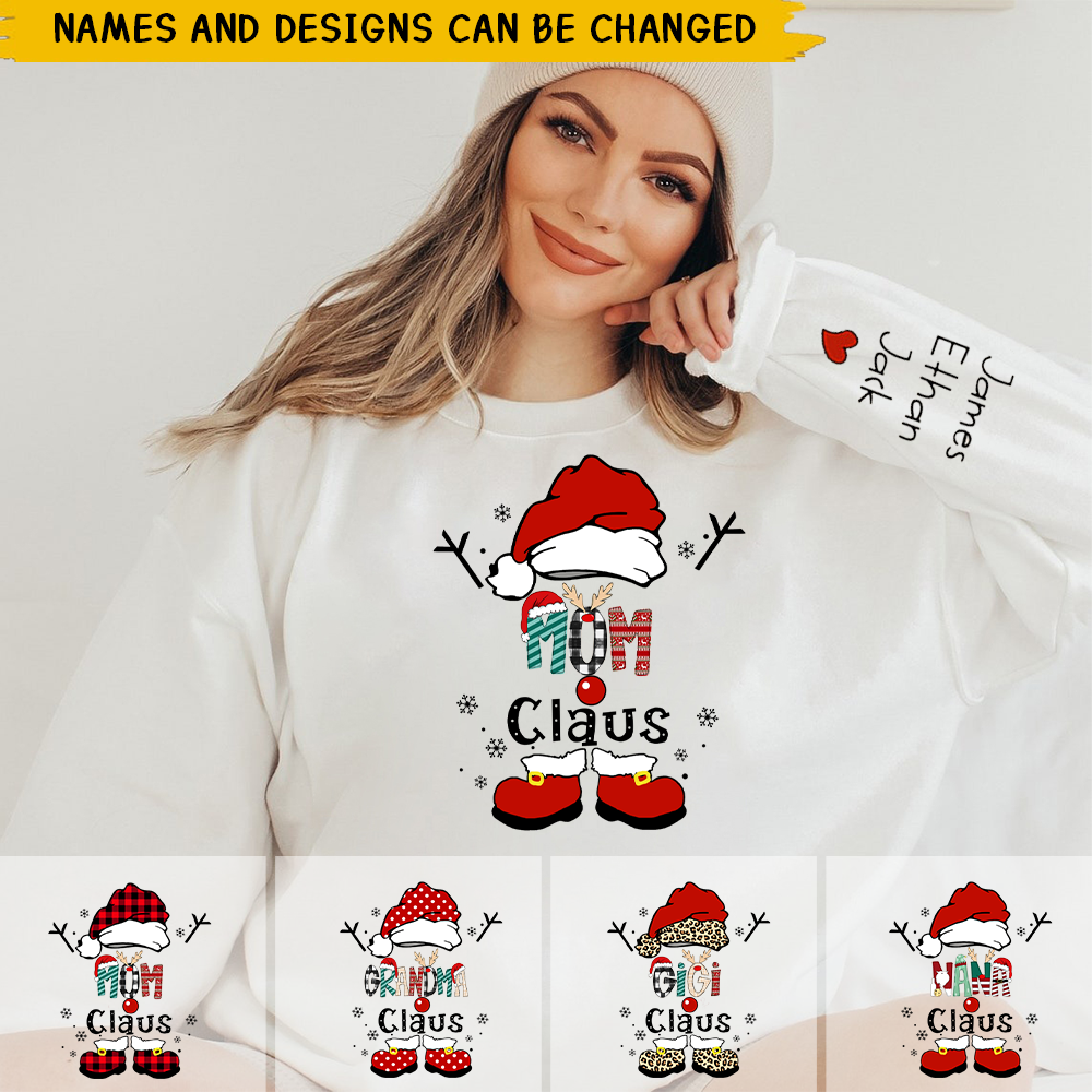 Personalized Christmas Grandma Claus Snowflake Sweatshirt
