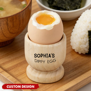 Personalized Wooden Dippy Egg Cup – Custom Name Breakfast Egg Holder