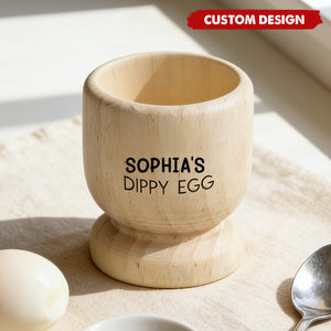 Personalized Wooden Dippy Egg Cup – Custom Name Breakfast Egg Holder