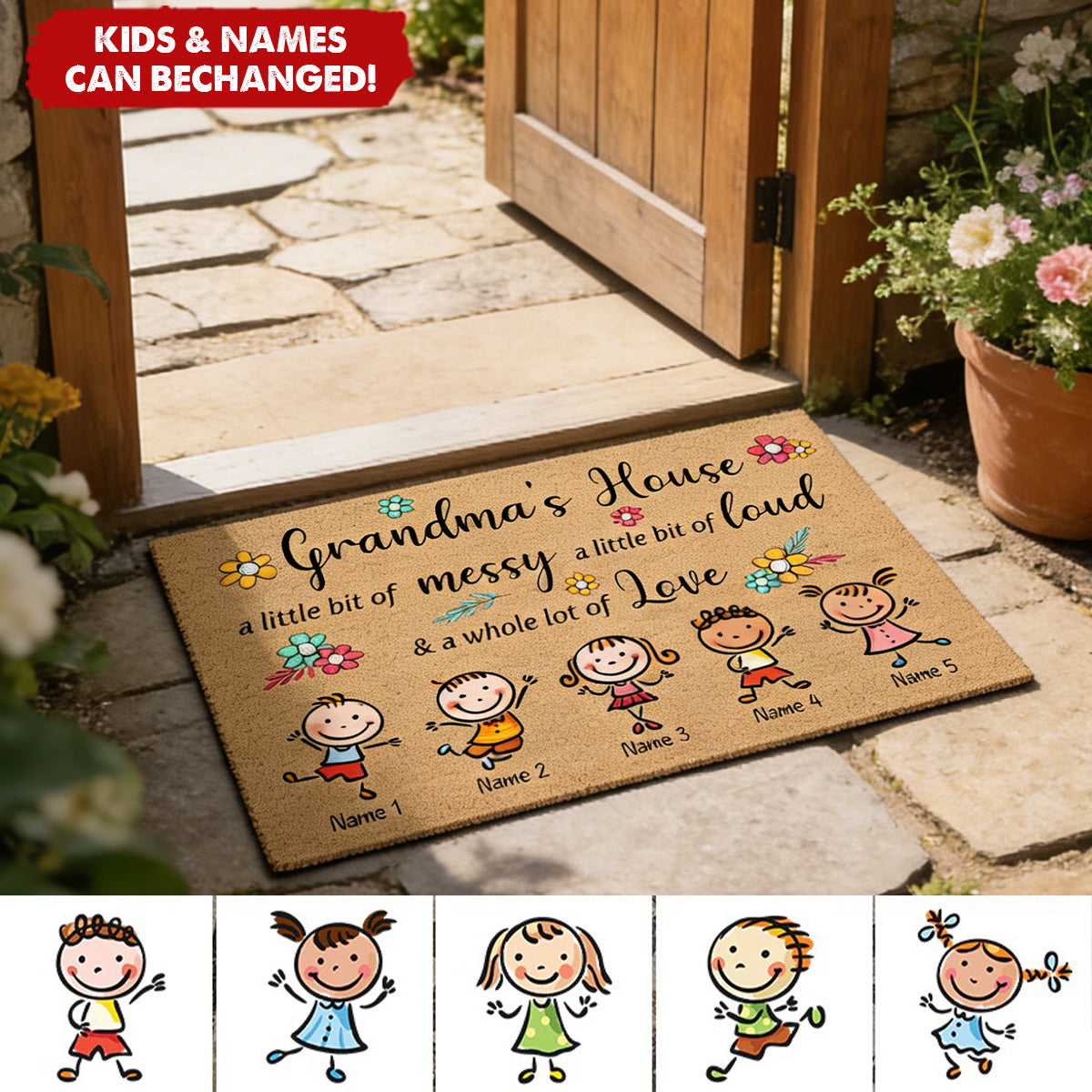 Grandma's House - Personalized Mother's Day Grandma Doormat With Coir Pattern Print