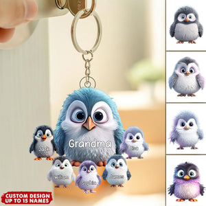 Personalized Cooler Penguins with Kid Names Acrylic Keychain