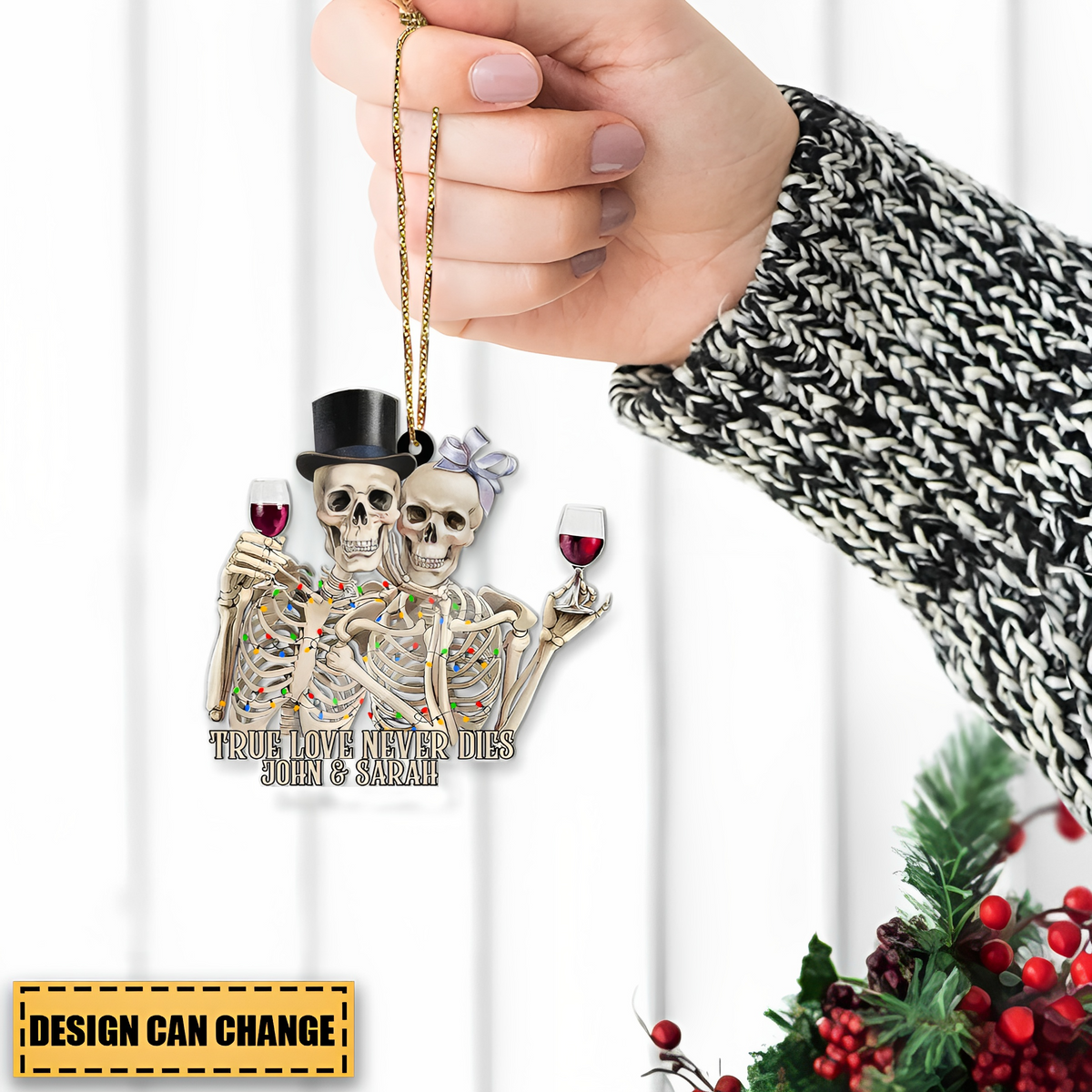 Skeleton Couple True Love Never Dies Personalized Acrylic Ornament