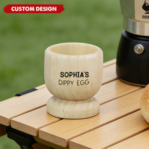 Personalized Wooden Dippy Egg Cup – Custom Name Breakfast Egg Holder