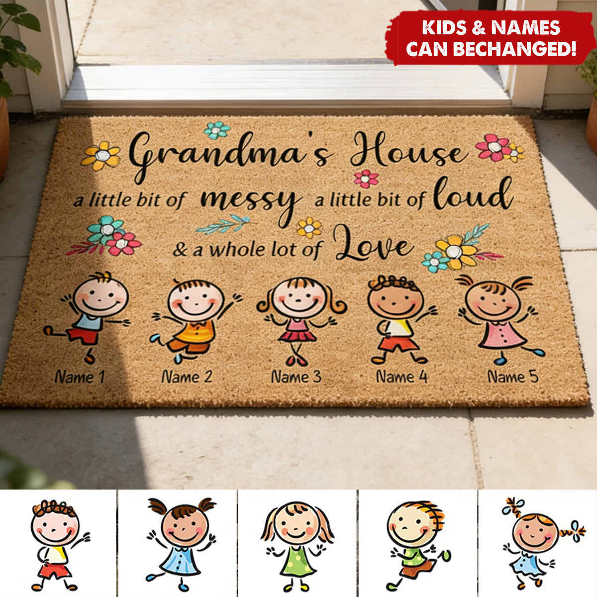 Grandma's House - Personalized Mother's Day Grandma Doormat With Coir Pattern Print