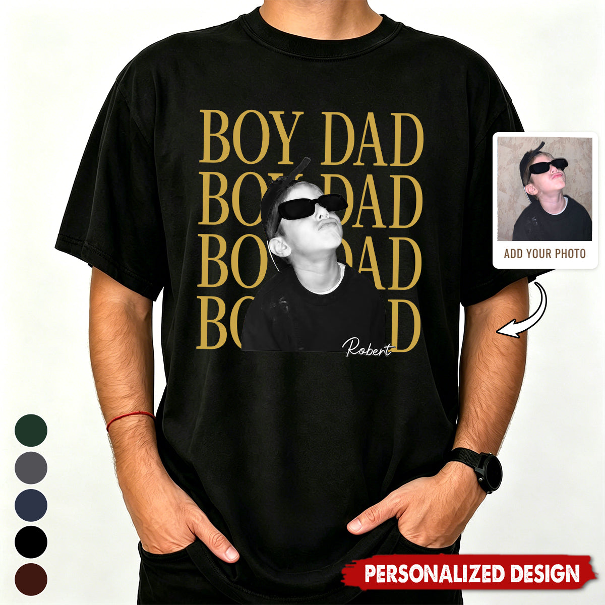 Personalized  Kid Photo & Name T-Shirt -Father's Day Gift