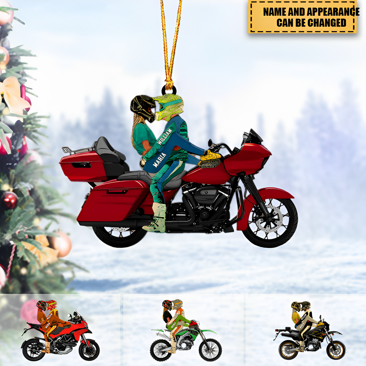 Personalized Riding Couple Christmas Ornament - Gifts for Motorcycle lovers