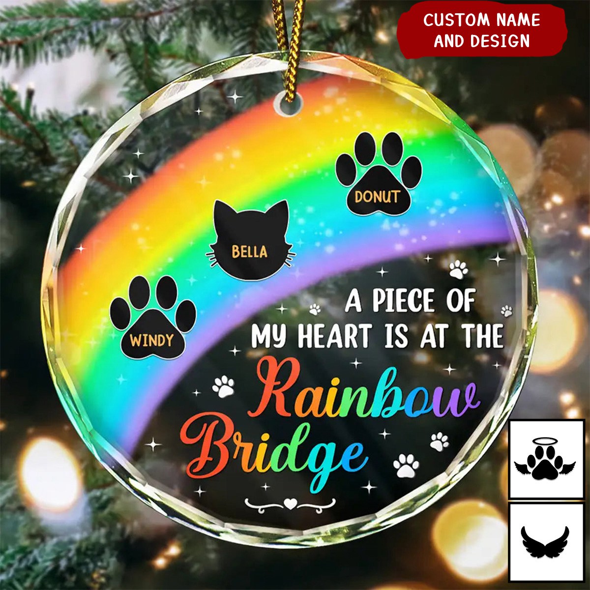 A Piece Of My Heart Memorial Christmas - Personalized Circle Glass Ornament