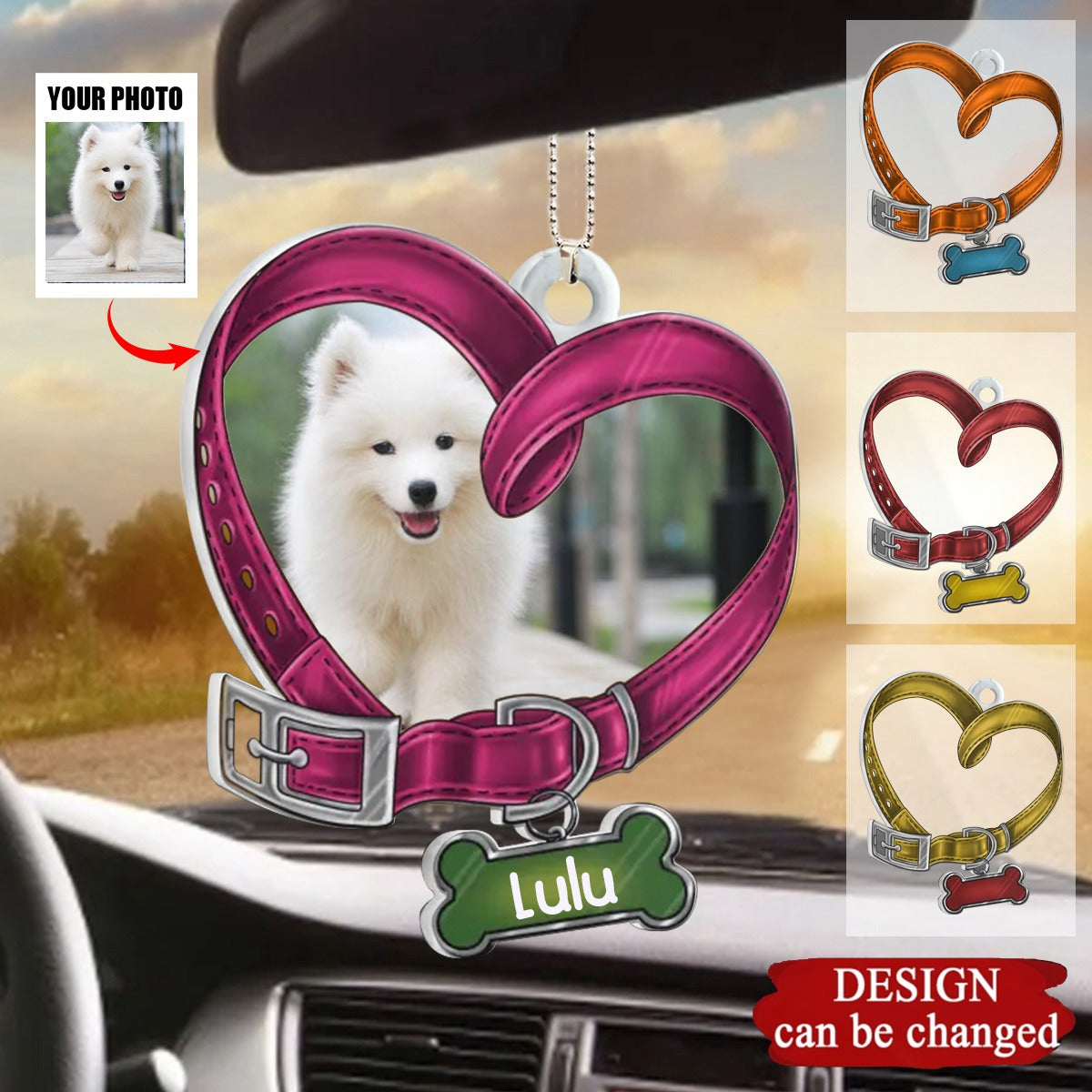 Custom Personalized Memorial Heart Shaped Dog Collar Acrylic Ornament