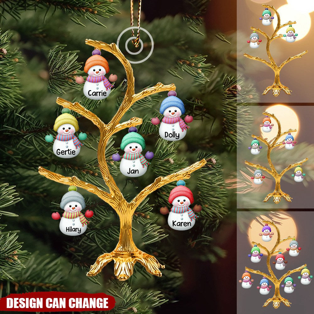 Personalized Name Christmas Snowman Christmas Tree Acrylic Ornament