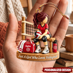 Personalized Volleyball Girl Christmas Ornament - Custom Name Acrylic Christmas Tree Decor