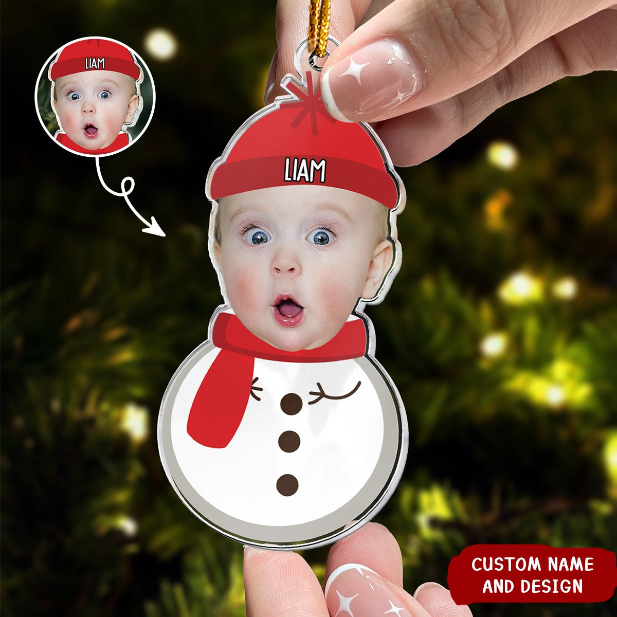 2024 New Release - Christmas Snowman With Kids - Personalized Acrylic Photo Ornament