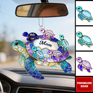 Personalized Sea Turtle Mom Car Ornament - Mother's Day Gift for Her
