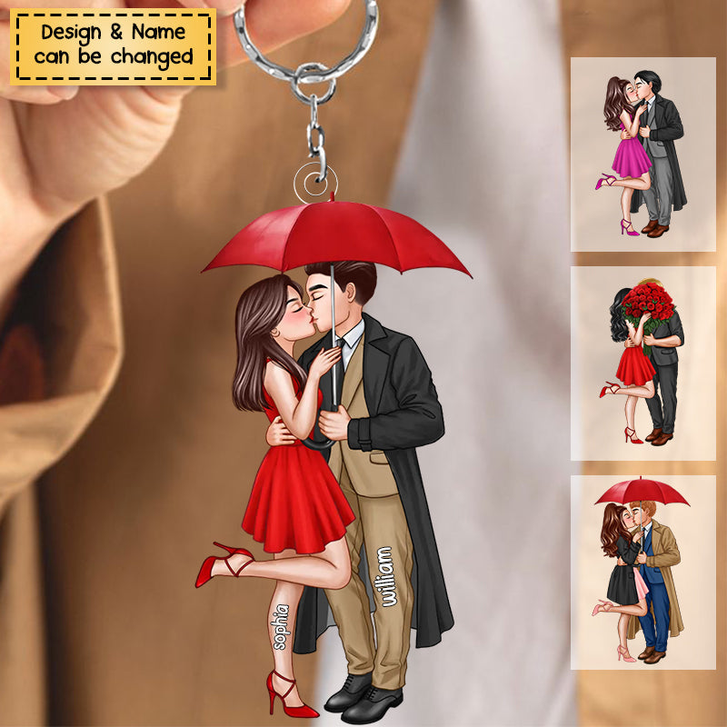 Elegant Couple Love Personalized Acrylic Keychain - Gift For Couple