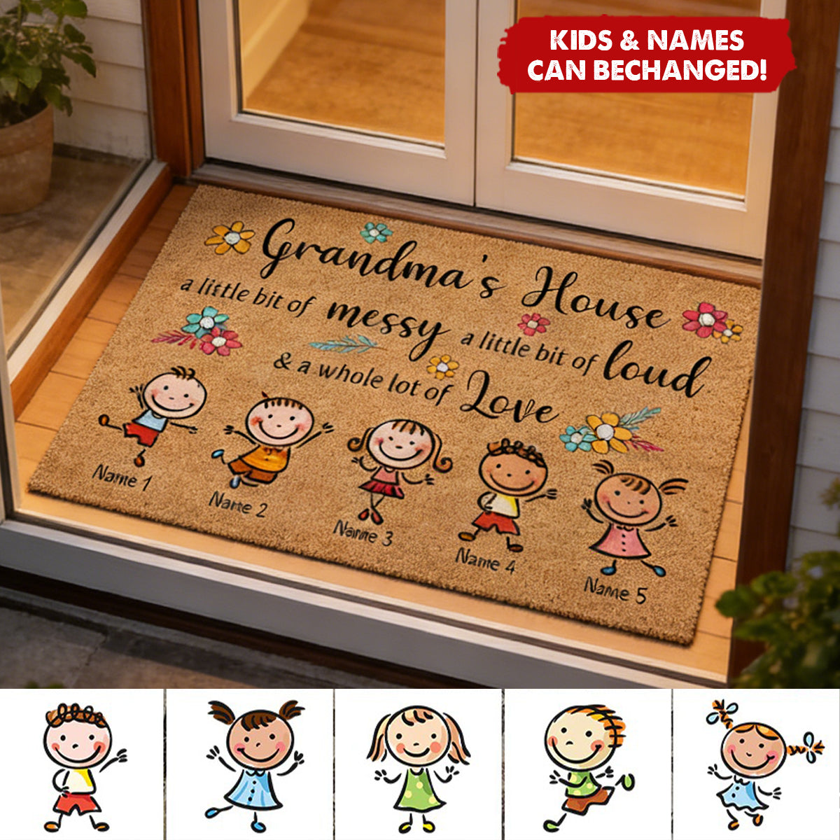 Grandma's House - Personalized Mother's Day Grandma Doormat With Coir Pattern Print