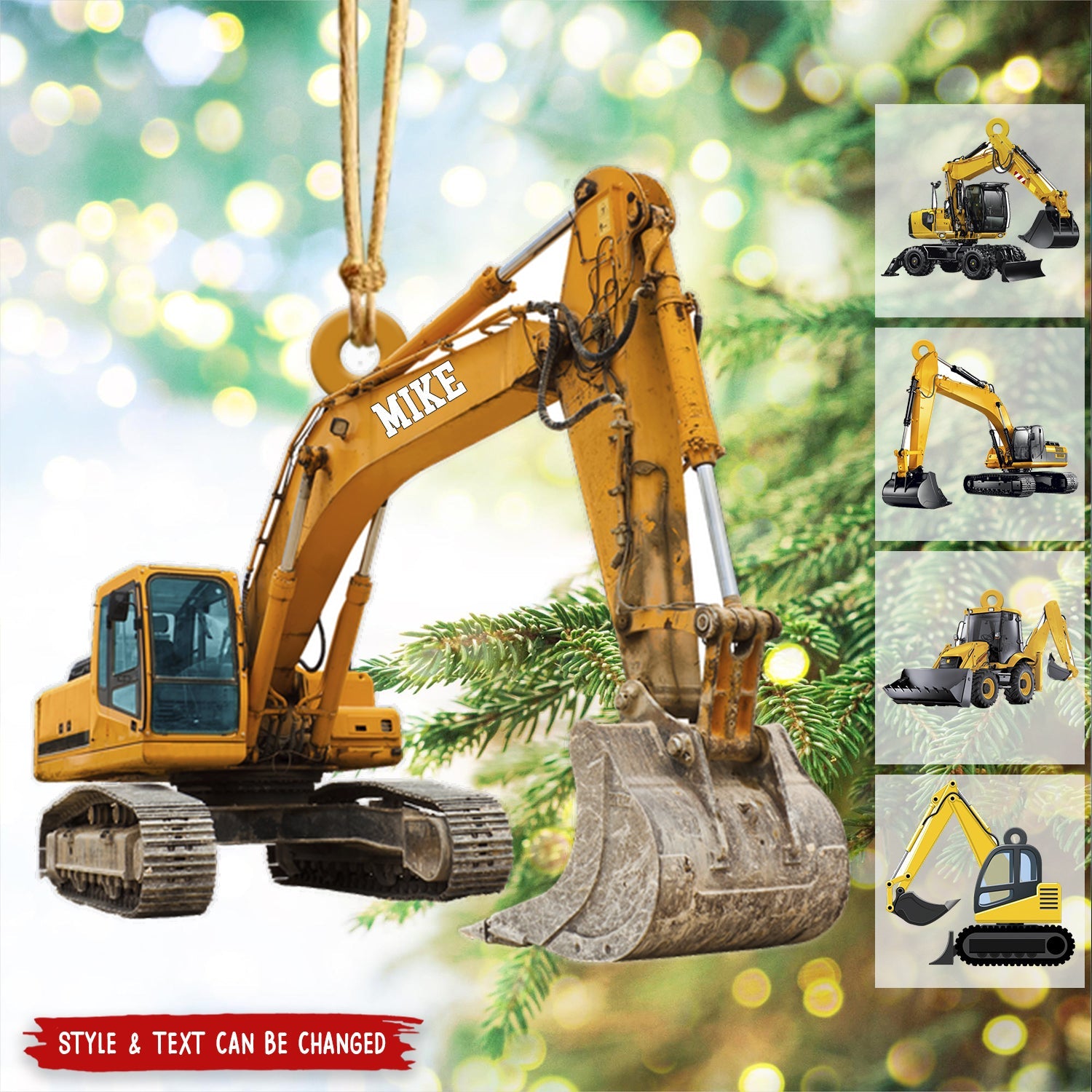 Personalized Excavator Heavy Equipmen Christmas Ornament - 2024 New Release