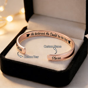 She Believed She Could So She Did -  Personalized Graduation Cuff Bracelet