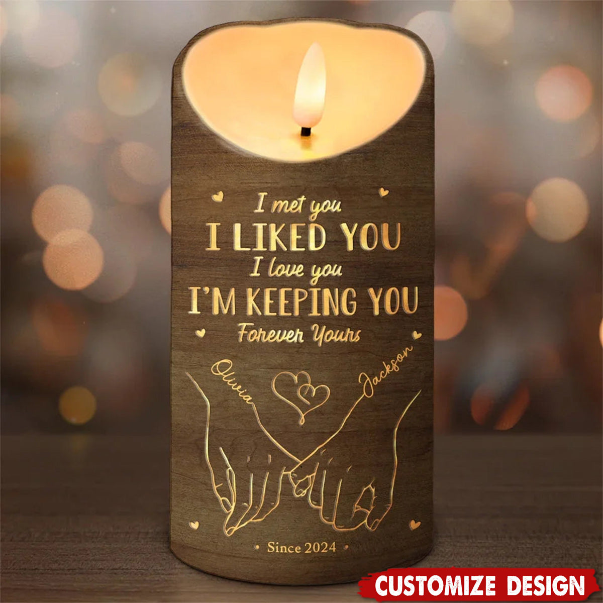 Love Is A Flame That Never Goes Out - Couple Personalized LED Candle - Gift For Couple